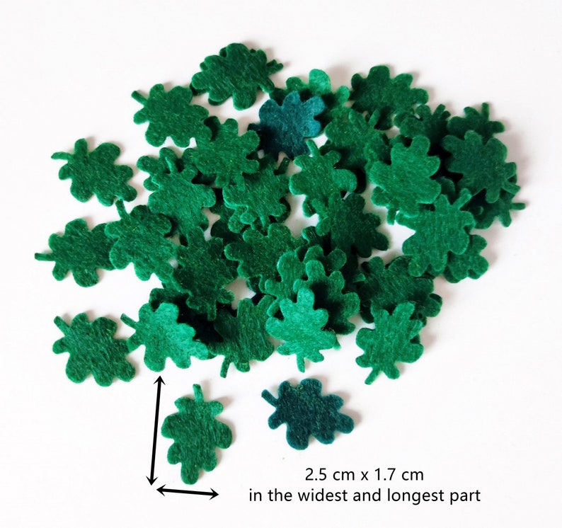 Small felt leaves in dark green, set of 50 tiny felt shapes, green foliage for floral craft, felt embellishment image 4