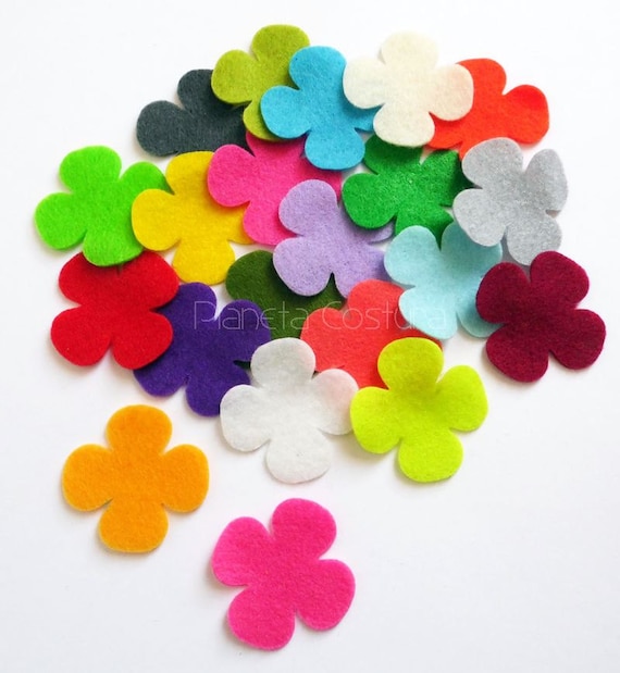 Felt Flowers for Crafts, Die Cuts for Scrapbooking, Felt Shapes in Pastel  Colors, Flowers in Two Sizes 