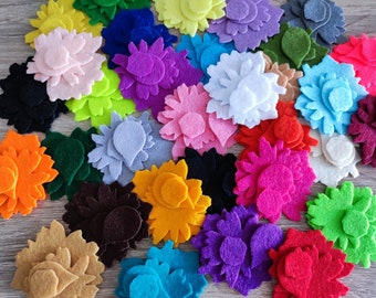 Pack of 50 felt flowers in assorted colors, die cuts for creative sewing and crafting projects