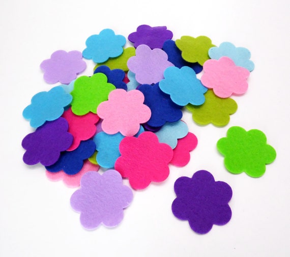 Felt Flower in Bright Colors, Felt Shapes, Flowers for Crafts
