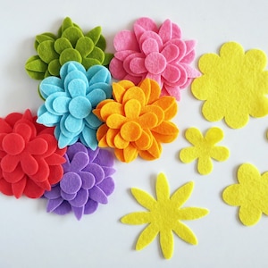Felt flowers for crafts, die cut shapes for diy projects, floral embellishments, headbands supply