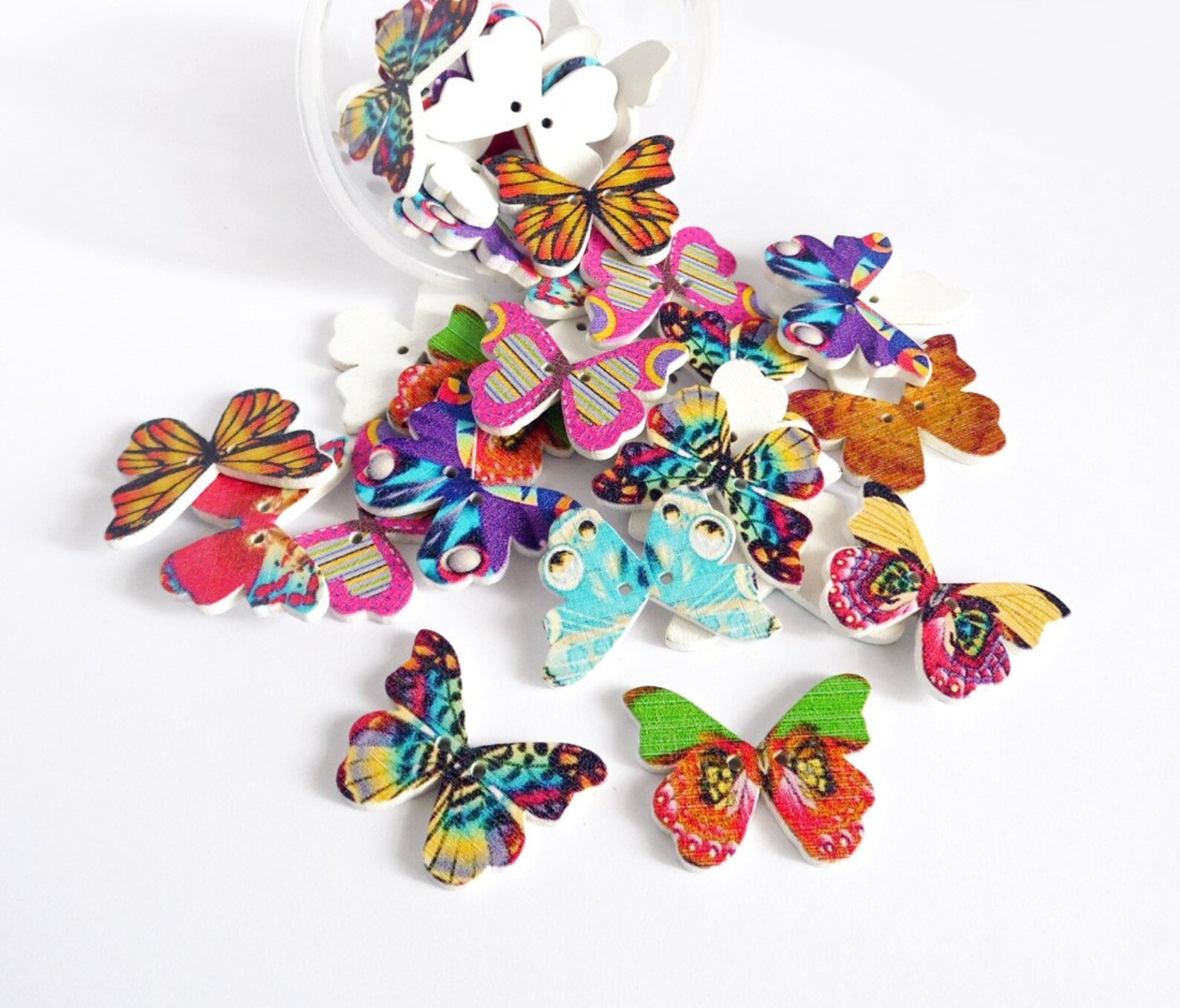 Butterfly Wood Buttons Painted Button for Crafts Sewing Etsy Ireland