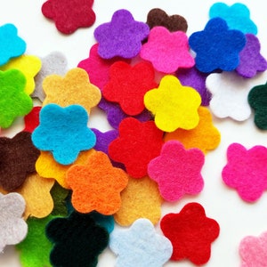 Felt flowers in small size, die cuts for scrapbooking, multicolor shapes, felt supplies for crafts, image 6