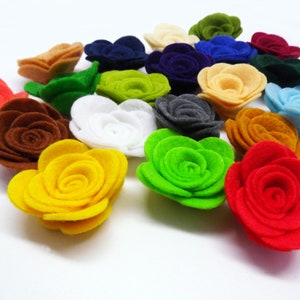 Rosas de feltro para buquês, flores enroladas para artesanato, escolha as cores