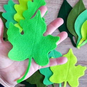 Big felt leaves, green foliage, pre cut felt shapes, large felt leaves, die cut embellishment image 2