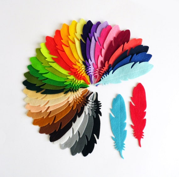 Felt Feathers, Medium Size, Die Cuts for Craft and Hat Decor 