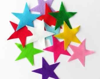 Big felt star, stars in mixed colors, felt shapes for crafts