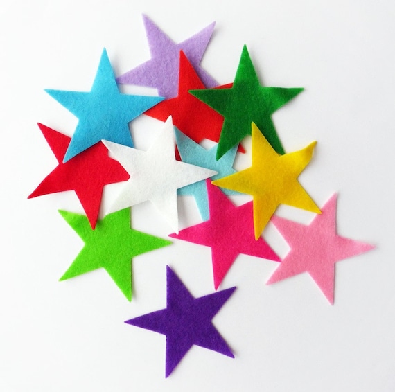 Big felt star stars in mixed colors felt shapes for crafts Etsy