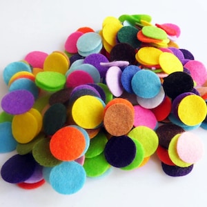 Felt circles in mixed colors, small felt shapes, felt craft supplies, die cuts for crafts, felt  embellishment