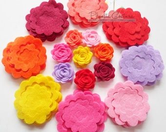 Felt flower for crafting, floral embellishments for headbands, rolled roses for crafts, felt shapes