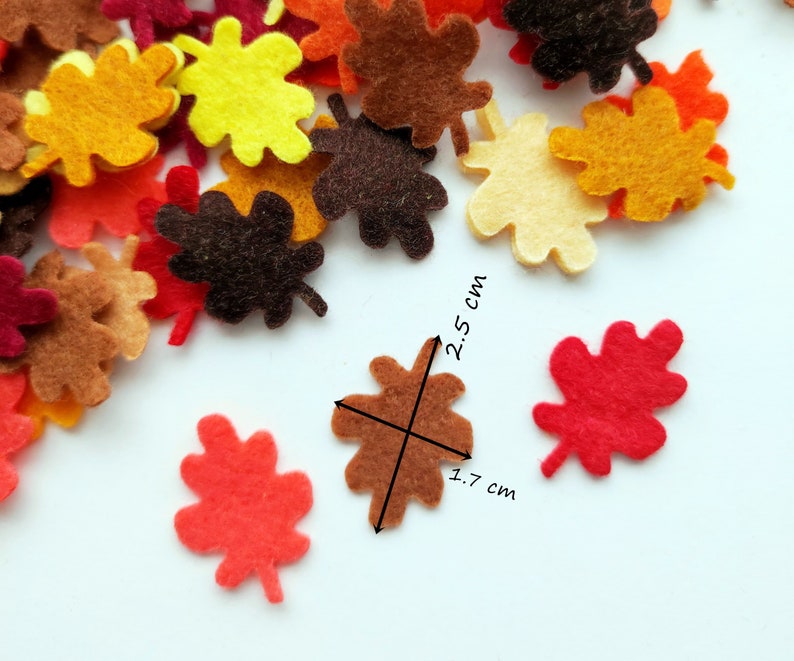 Felt leaves in fall colors, small leafs for table decor image 7