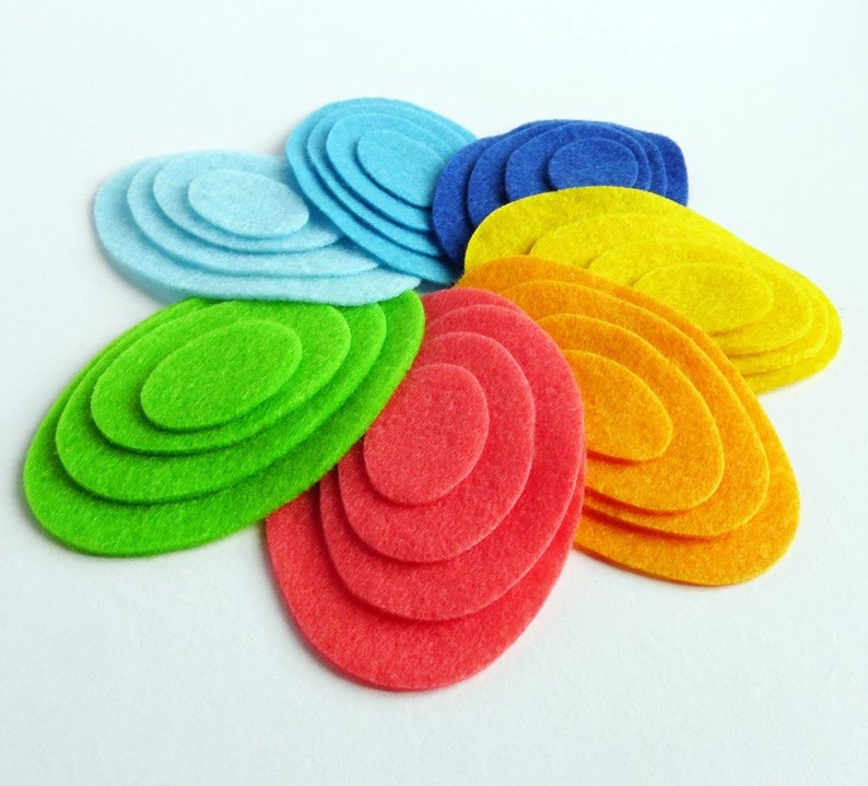 Geometric shapes, felt ovals, felt eggs for crafts, felt shapes for sewing image 9