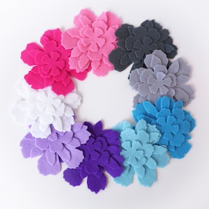 Felt flower shapes, die cuts for cardmaking and scrapbooking