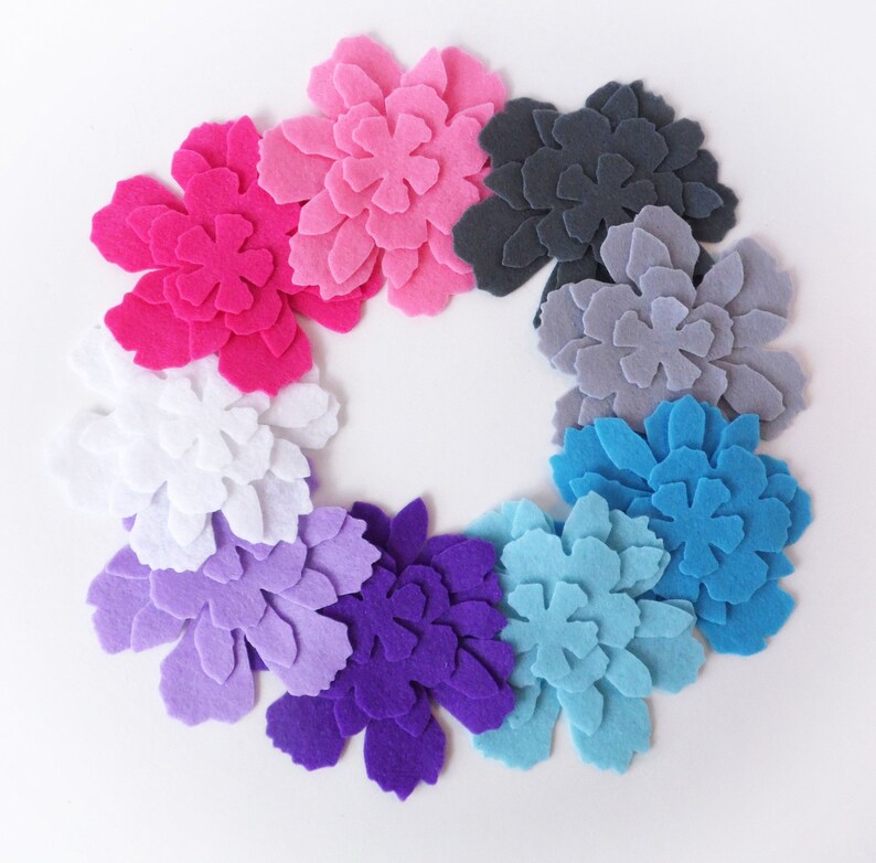 Felt Flower Shapes Die Cuts for Cardmaking and Scrapbooking Etsy