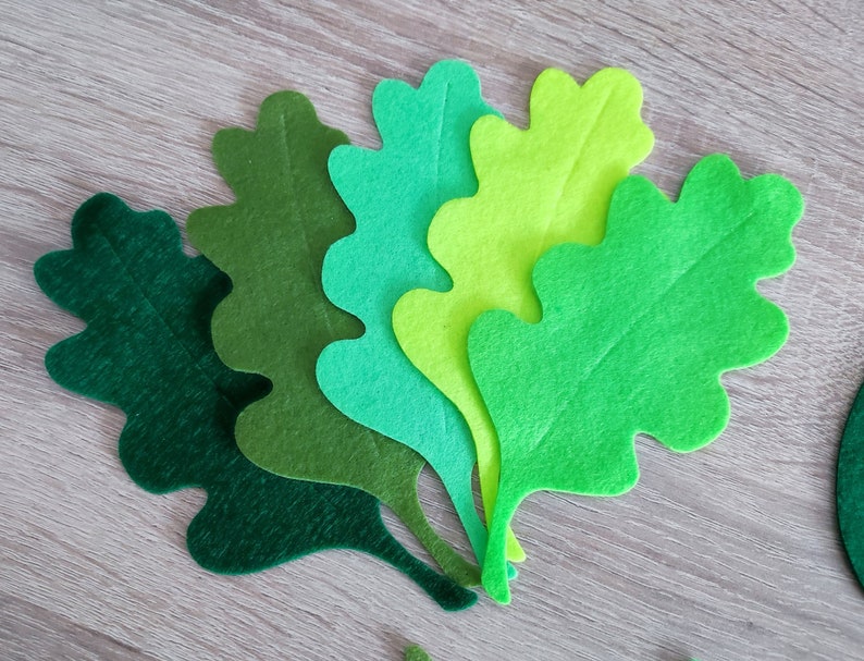 Big felt leaves, green foliage, pre cut felt shapes, large felt leaves, die cut embellishment image 6