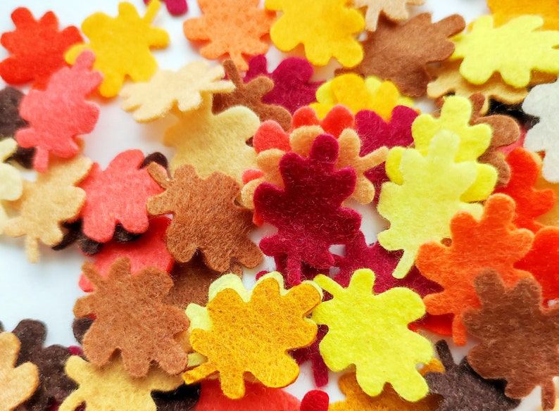 Felt leaves in fall colors, small leafs for table decor image 5