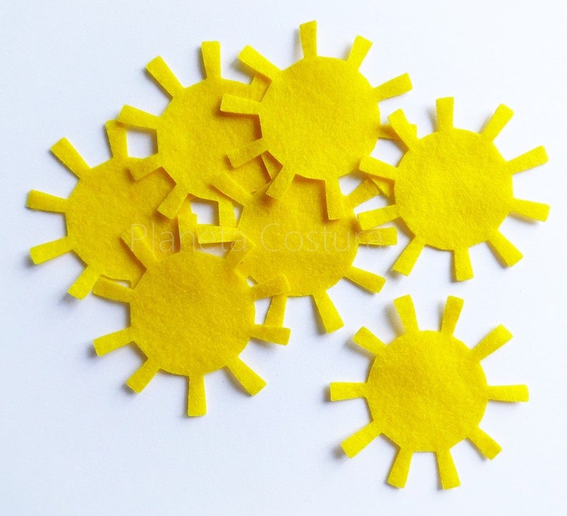 Felt sun, shapes for craft projects, scrapbooking decorations image 1