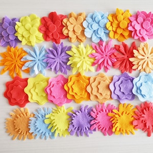 Felt flowers for crafts, floral embellishments, headbands supplies, flowers for table decor