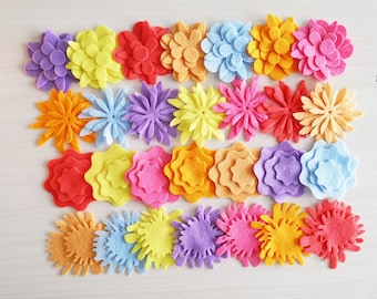 Felt flowers for crafts, floral embellishments, headbands supplies, flowers for table decor