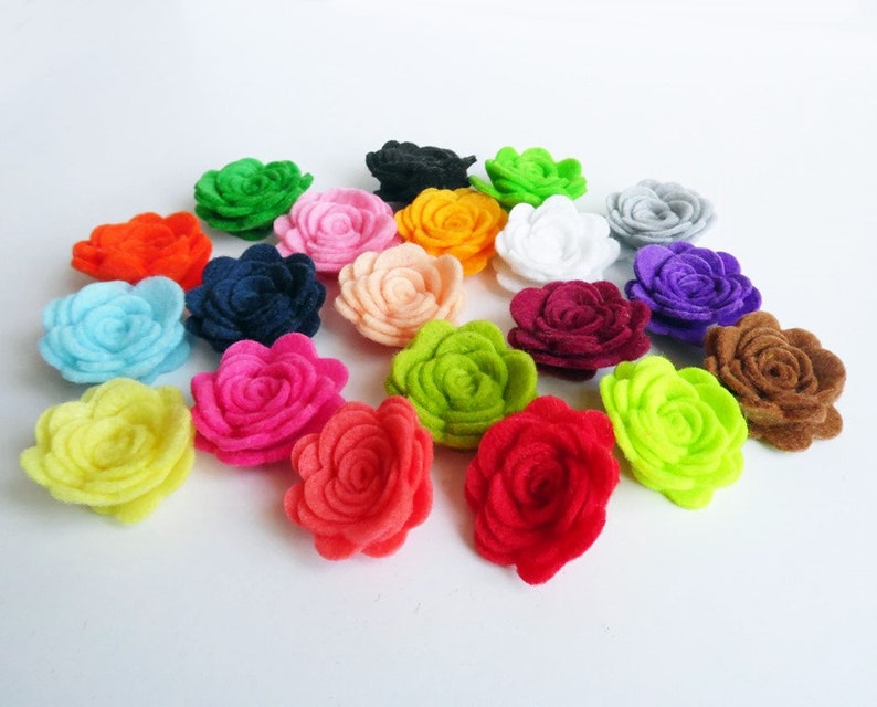 Small flowers, felt roses for crafts, felt embellishments, pick your colors image 2