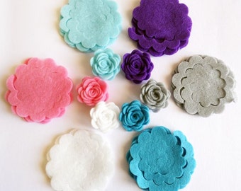 Felt flowers making, floral embellishments for headbands, rolled roses for crafts