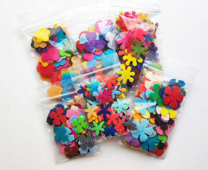 Mixed felt flowers, 290 multicolors flowers, die cuts for scrapbooking, felt supplies, floral craft embellishments image 8