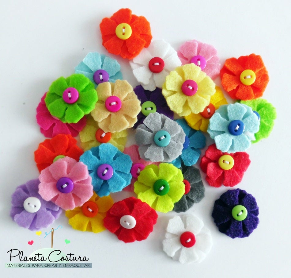 Felt applique 10 pieces Felt Flower applique Felt Flower Etsy