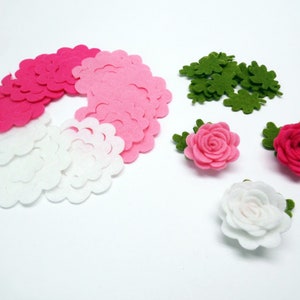 Felt flowers and leaves set, Unassembled rosettes, Die cuts for diy projects, Felt shapes for crafts image 7
