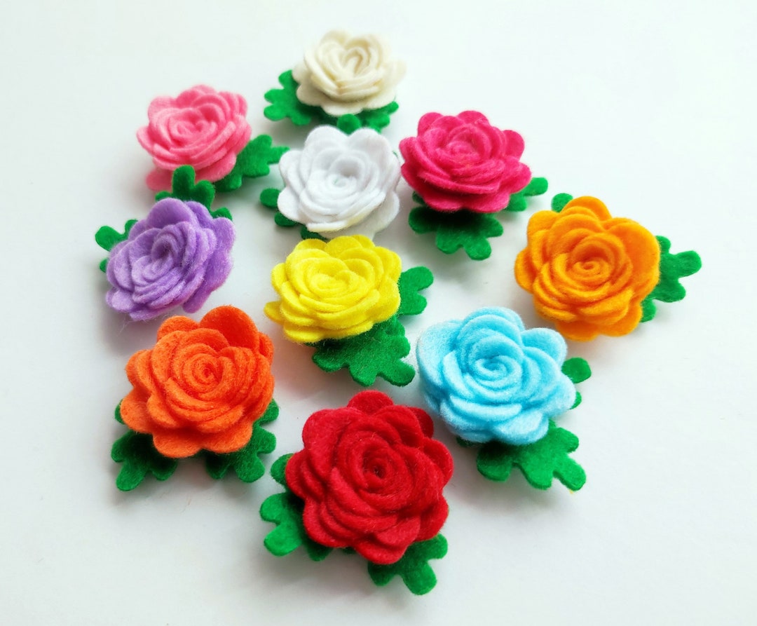 Felt Flower Applique Floral Embellishment in Bright Colors Etsy