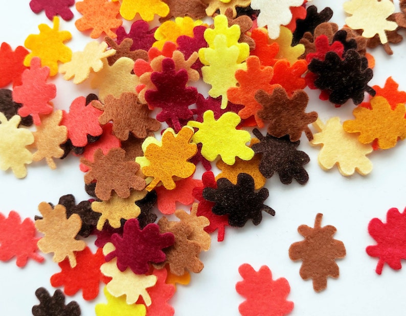 Felt leaves in fall colors, small leafs for table decor image 8