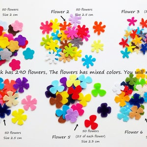 Mixed felt flowers, 290 multicolors flowers, die cuts for scrapbooking, felt supplies, floral craft embellishments image 2