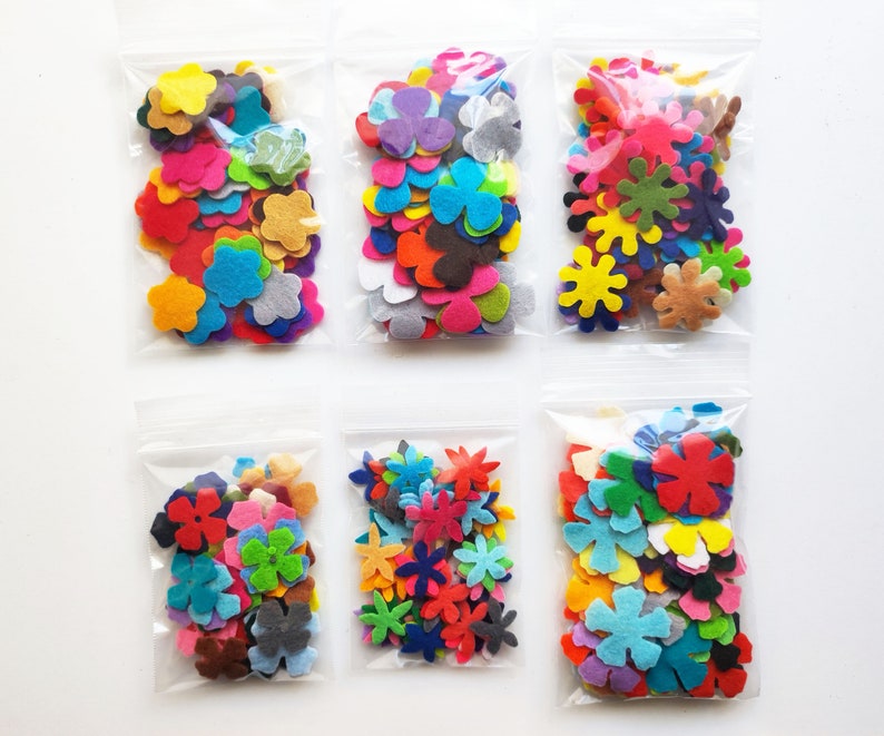 Mixed felt flowers, 290 multicolors flowers, die cuts for scrapbooking, felt supplies, floral craft embellishments image 7