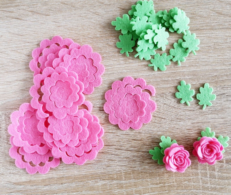 Felt Flowers and Leaves Create Your Flowers Rolled Flowers Etsy