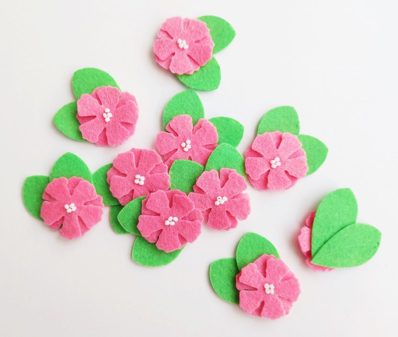 Felt flower applique, floral embellishment for crafts, felt bow supplies, hair clips decoration image 3