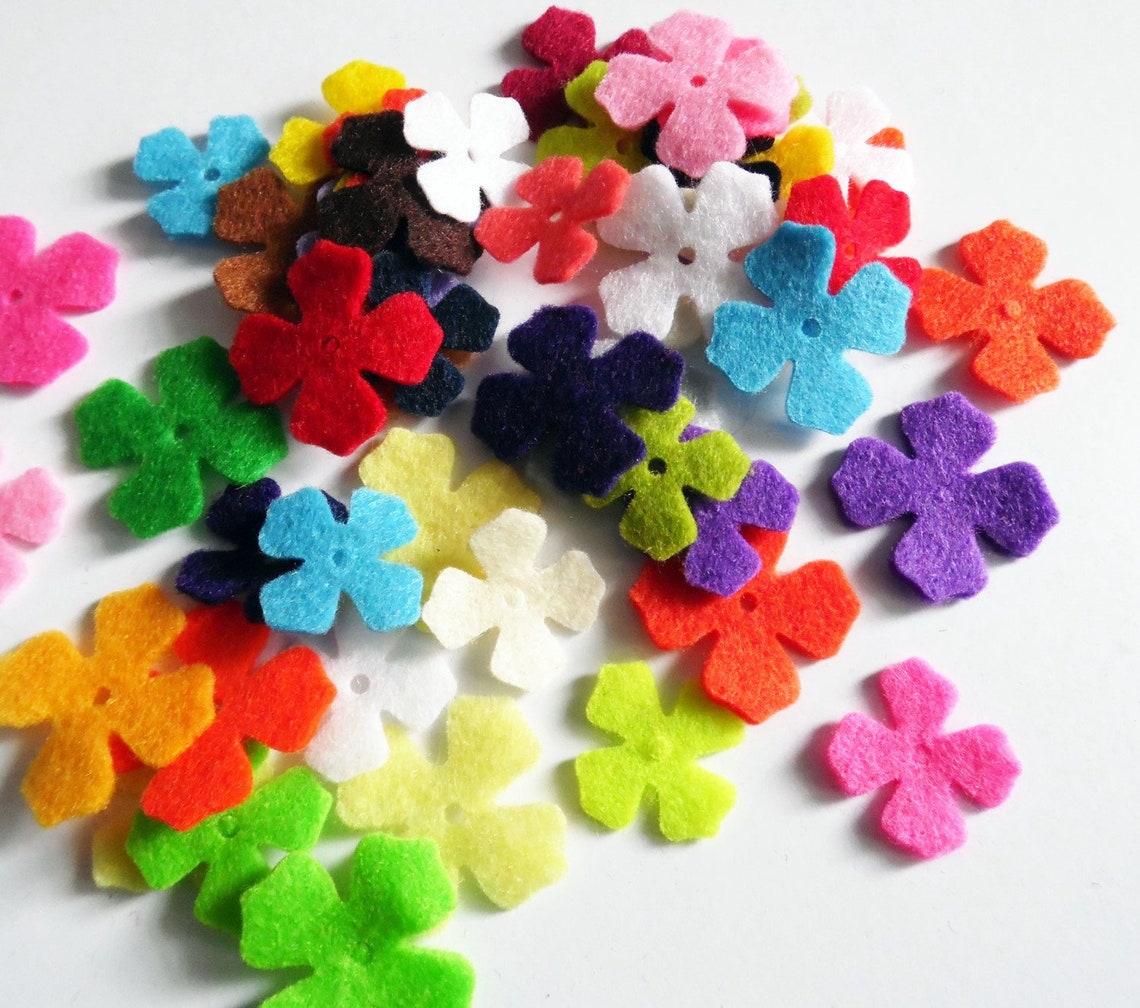 Die cut felt shapes felt flower in mixed colors flowers in etsy