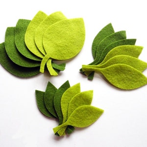 Felt Leaves in two green, Die Cut Shapes, quiet book supply