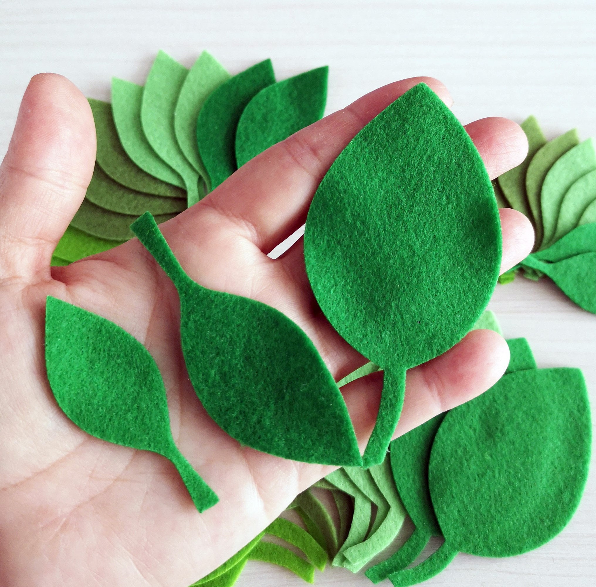 Green Felt Leaves Set of 36 Pieces Craft Embellishment Pre Etsy