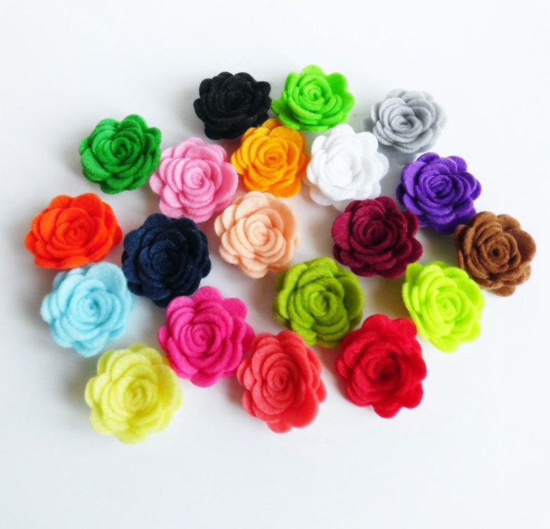 Small flowers, felt roses for crafts, felt embellishments, pick your colors image 3