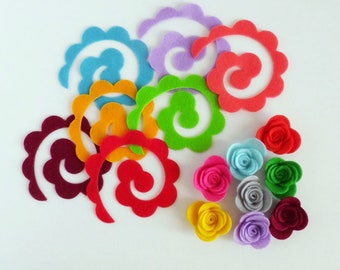 Felt flowers for craft projects, felt roses to assemble, pick your colors