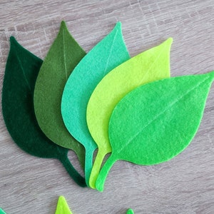 Big felt leaves, green foliage, pre cut felt shapes, large felt leaves, die cut embellishment image 5