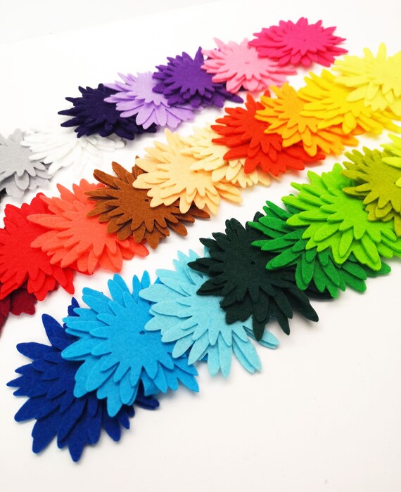 Felt Flowers for Crafts, Die Cut Shapes for Diy Projects, Floral  Embellishments, Headbands Supply 