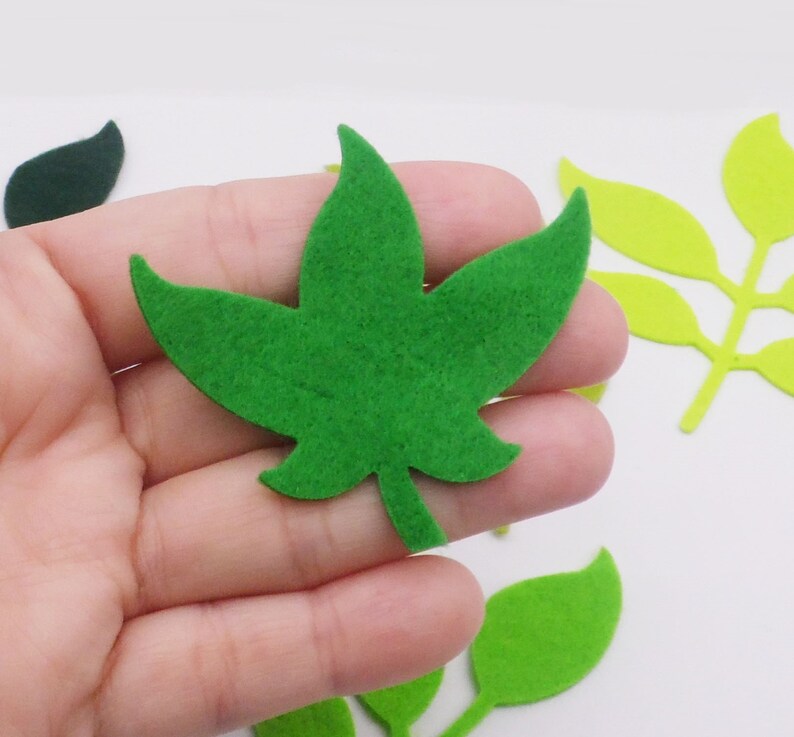 Felt Leaves in Green Tones Botanical Foliage Floral Craft Etsy Canada