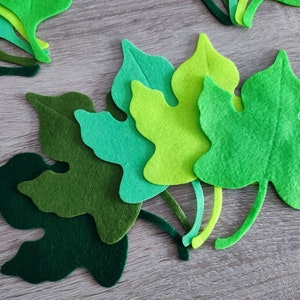 Big felt leaves, green foliage, pre cut felt shapes, large felt leaves, die cut embellishment image 7