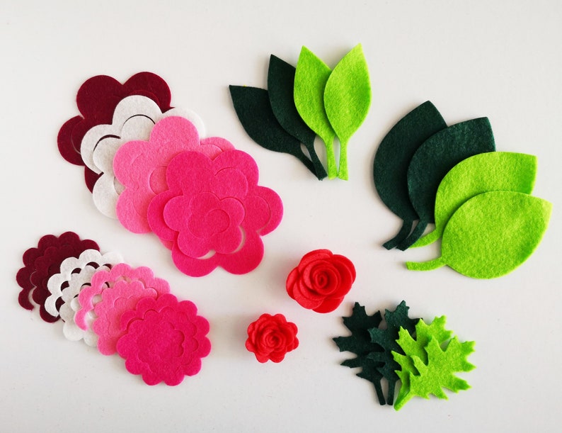 Felt Flowers and Leaves Set Headband Supplies Etsy UK