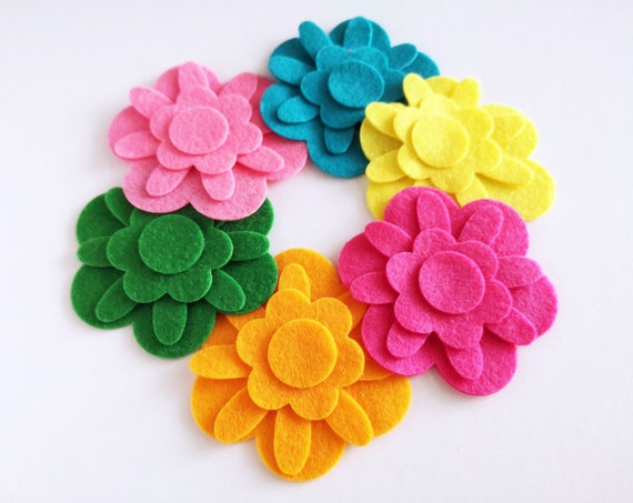 Flores fieltro troquelado flores de colores set de - Etsy España