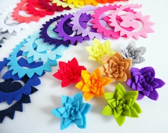 Felt flowers in mixed colors, rolled rose for crafts, small embellishment