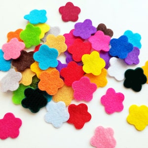 Felt flowers in small size, die cuts for scrapbooking, multicolor shapes, felt supplies for crafts, image 5