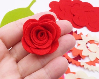 Felt flowers for headbands decor, pick your colors, crafts supplies, felt roses for garlands