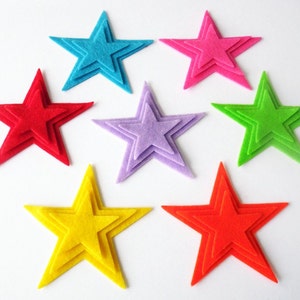 Étoile en feutre, lot de 21 pièces, embellissements artisanaux découpés à l'emporte-pièce, étoiles aux couleurs vives