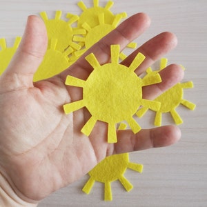 Felt sun, shapes for craft projects, scrapbooking decorations image 2